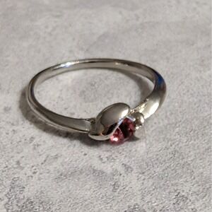 Silver tone Ring Pale Pink Stone Womens Dainty Solitaire Costume Fashion Jewelry